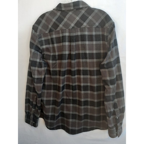 Jared Lang Mens Plaid Long Sleeve Shirt Stretched Button Sz L Purple Gray Black - Picture 3 of 5